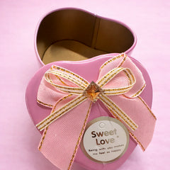 BIG Heart Shape Metal Tin Box- with bow -Any 1 color