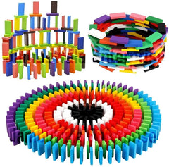 120 PCS Super Domino Blocks, 12 Colors Bulk Wooden Dominoes - Open Ended Building Block Tile