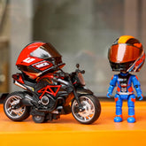 2-in-1 Transforming Helmet Toy | Die-Cast Metal Racer Mini Figure | Motorcycle Action Collectible (Helmet Rider) (Without Bike)-Any 1