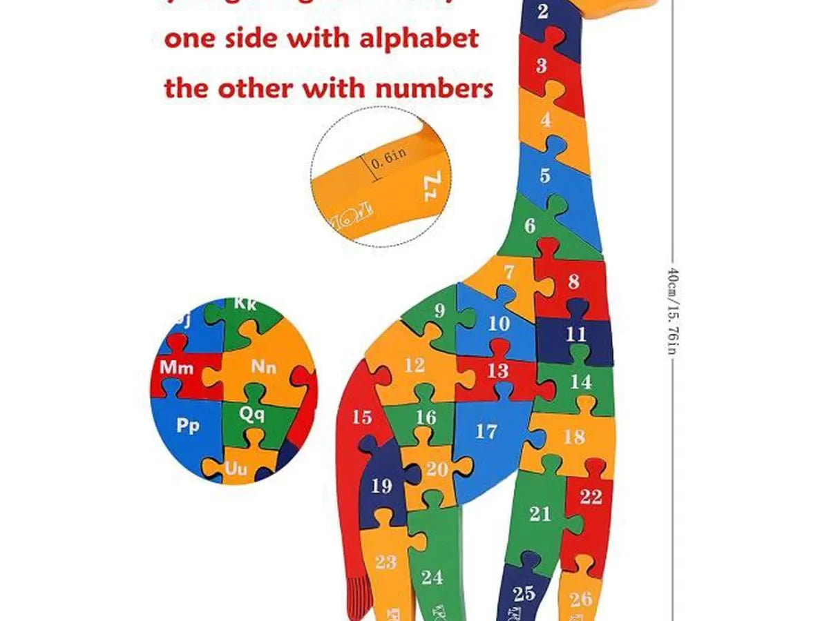 2 in 1 Animal Puzzle - Pack of 1 - giraffe Abc and 123