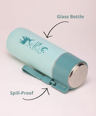 380ml Eco-Friendly Glass Water Bottle with Deer Moon and Stars Print