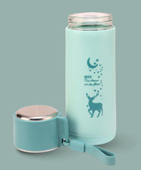 380ml Eco-Friendly Glass Water Bottle with Deer Moon and Stars Print