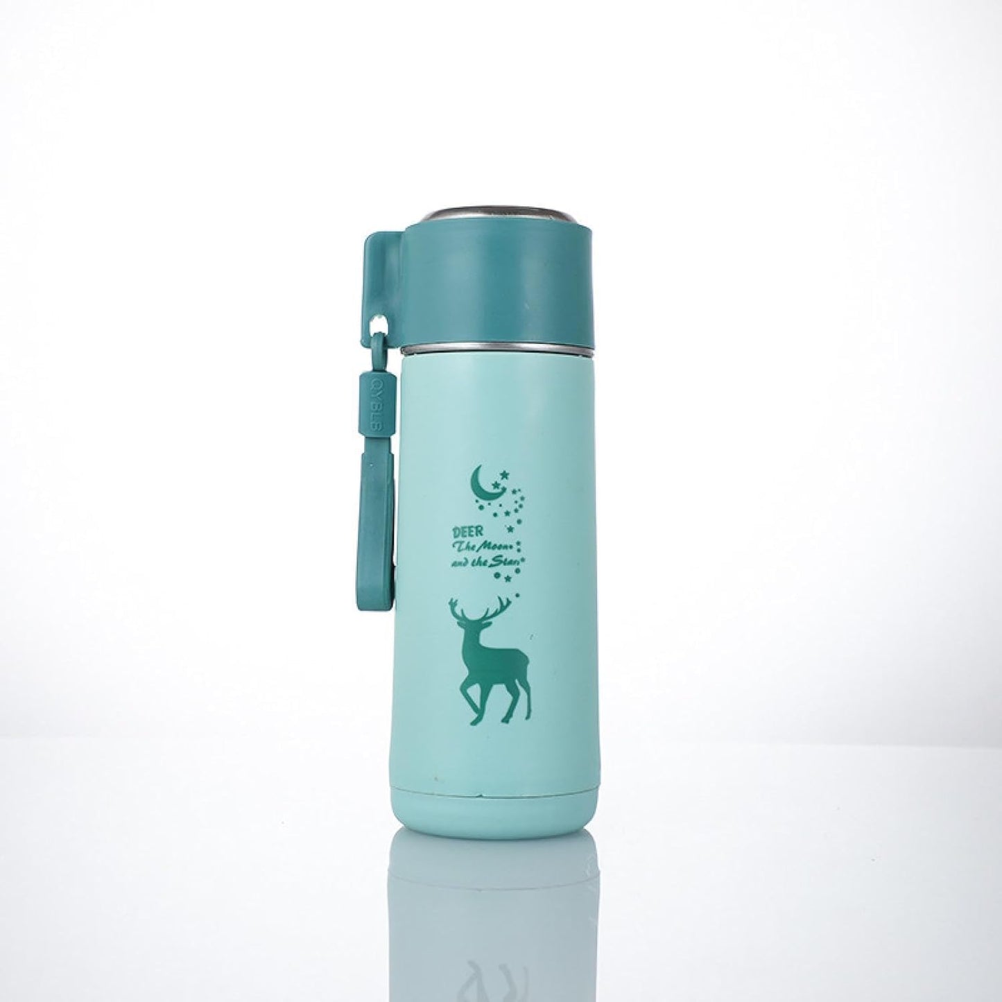 380ml Eco-Friendly Glass Water Bottle with Deer Moon and Stars Print