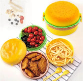 3 Compartmnet Burger Lunch Box with Spoon - Snacks Box