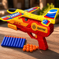 3 In 1 Plane Launcher Toys Plane, Foam Darts And Foam Ball Shooter One-Click Ejection Shooting Gun-Multicolor