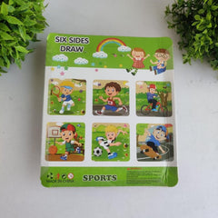 4*4 wooden 6 side puzzle - 6 different puzzles in 1 pack