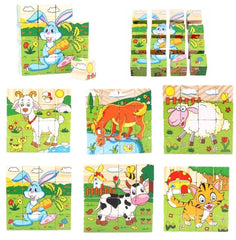 4*4 wooden 6 side puzzle - 6 different puzzles in 1 pack