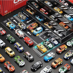 48 Piece Mini Pull Back Alloy Cars With Container for Kids - Friction Power