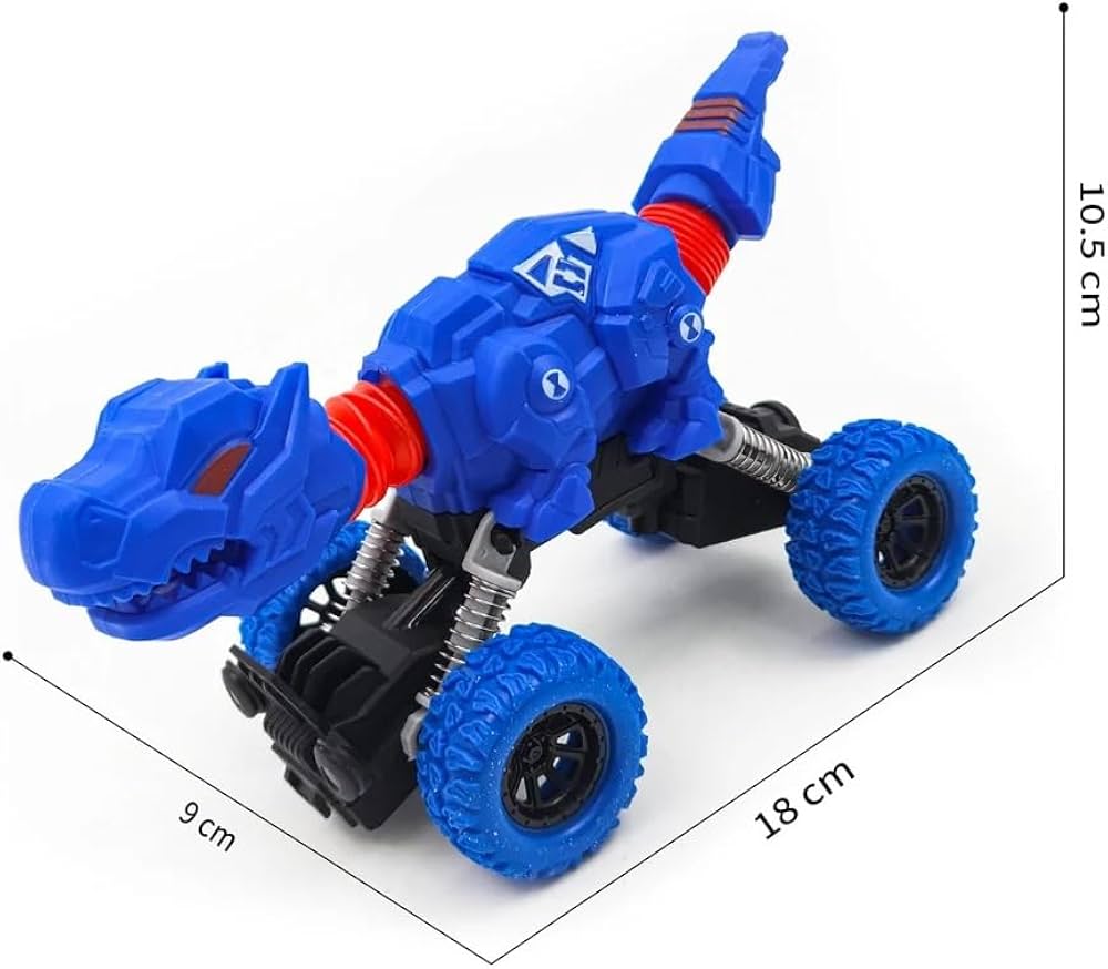 Dinosaur Monster Truck Toy, Pull Back Vehicle with All-Terrain Tires, Durable ABS Plastic Body, Spring Suspension, Flexible Neck and Tail, Off-Road Action