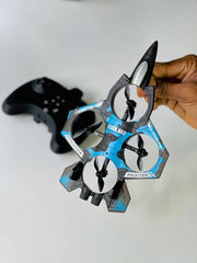 Plastic 2-in-1 RC Jet Fighter & Mini Quadcopter Drone - 2.4GHz, LED Lights, 360-degree Flip, Blue, Ages 14+ under