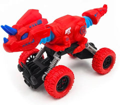 Dinosaur Monster Truck Toy, Pull Back Vehicle with All-Terrain Tires, Durable ABS Plastic Body, Spring Suspension, Flexible Neck and Tail, Off-Road Action