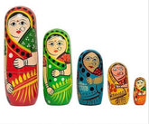 5 IN 1 Wooden Lady Family Nesting Dolls wearing saree -Any 1