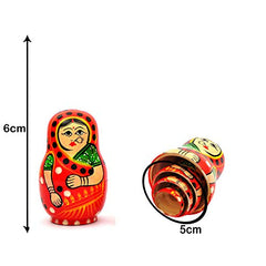 5 IN 1 Wooden Lady Family Nesting Dolls wearing saree -Any 1