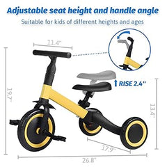 RED 5 in 1 Kids Cycle Tricycle, Baby Tricycle with Eva Wheels, Parental Adjustable Push Handle, Seat, Pedal and Safety Belt 1-4 YEAR