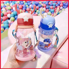 630ml Cartoon Printed Cute Sipper Water Bottle-Plastic