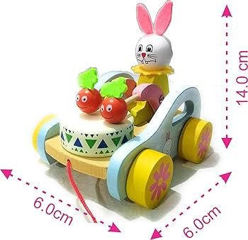 Wooden Bunny cart Pull along