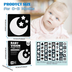 20pcs High Contrast Sensory Flash Cards with 40 Pictures for Babies - 1-3 months