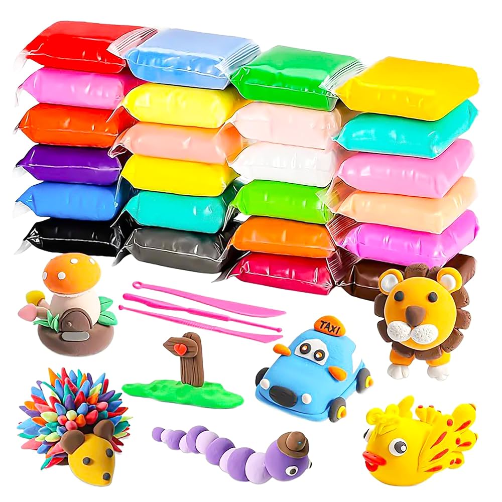 12 In 1 Soft Clay For Kids - DIY Air dry clay with tools