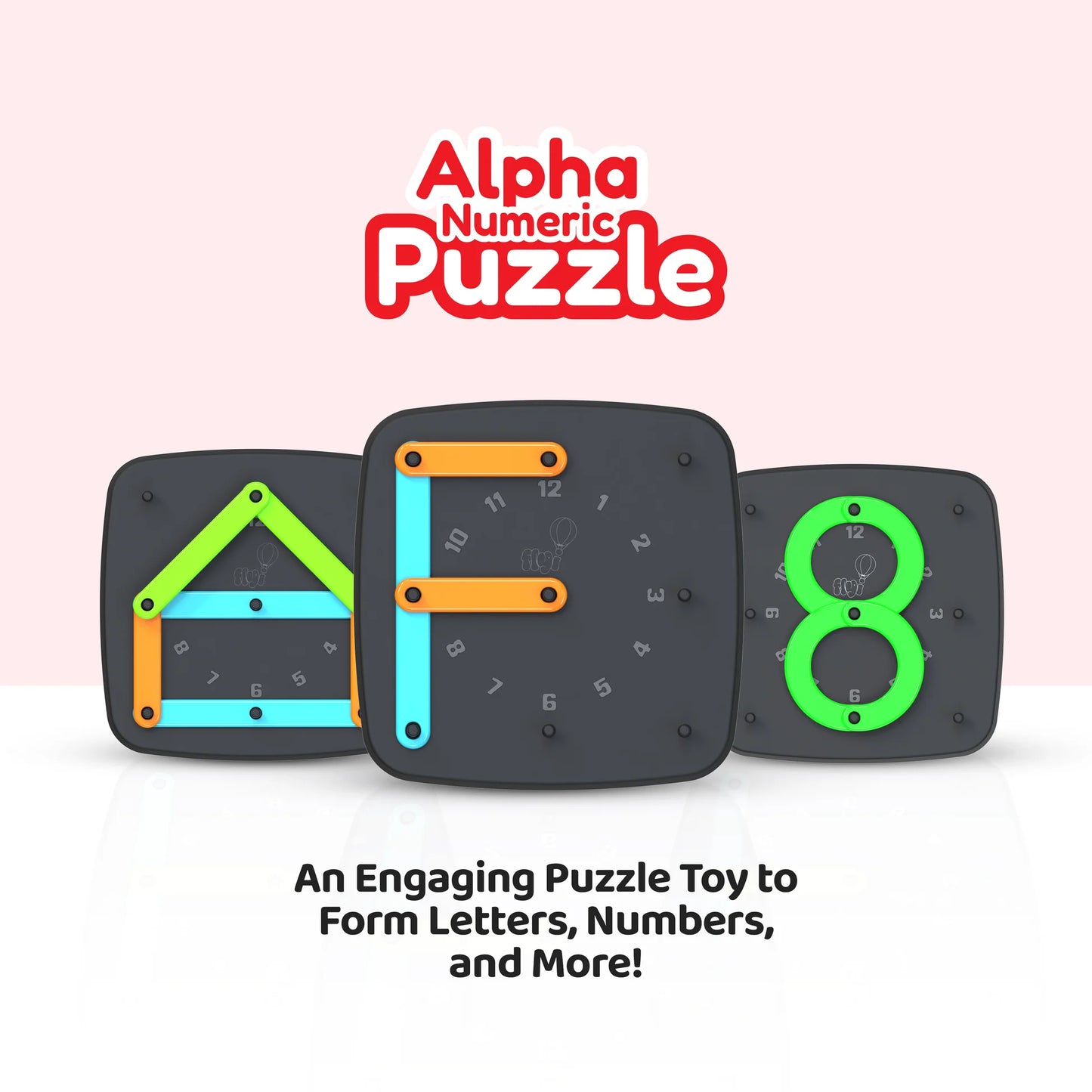 Alpha Numeric Puzzle Educational-Construct Alphabet, Numbers, Clocks, Shapes & Emojis