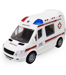 108 Ambulance Toy Car Small - Friction Powered Wheels Heavy Duty Plastic Rescue Vehicle