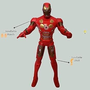 Avengers Action Figure Infinity War Iron Man Hero Series Toy for kids, Large (6.5 inch) with LED Light on Chest (Green, Black)