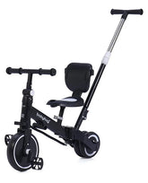 BLACK 5 in 1 Kids Cycle Tricycle, Baby Tricycle with Eva Wheels, Parental Adjustable Push Handle, Seat, Pedal & Safety Belt 1-4 YEAR