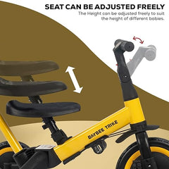 BLACK 5 in 1 Kids Cycle Tricycle, Baby Tricycle with Eva Wheels, Parental Adjustable Push Handle, Seat, Pedal & Safety Belt 1-4 YEAR