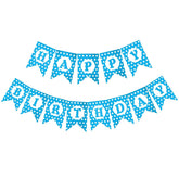 BLUE Happy Birthday Decoration Banner