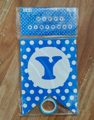 BLUE Happy Birthday Decoration Banner