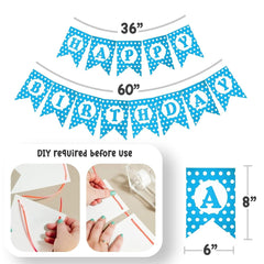 BLUE Happy Birthday Decoration Banner