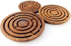 Brown Wooden Maze ball game Large 6 inch
