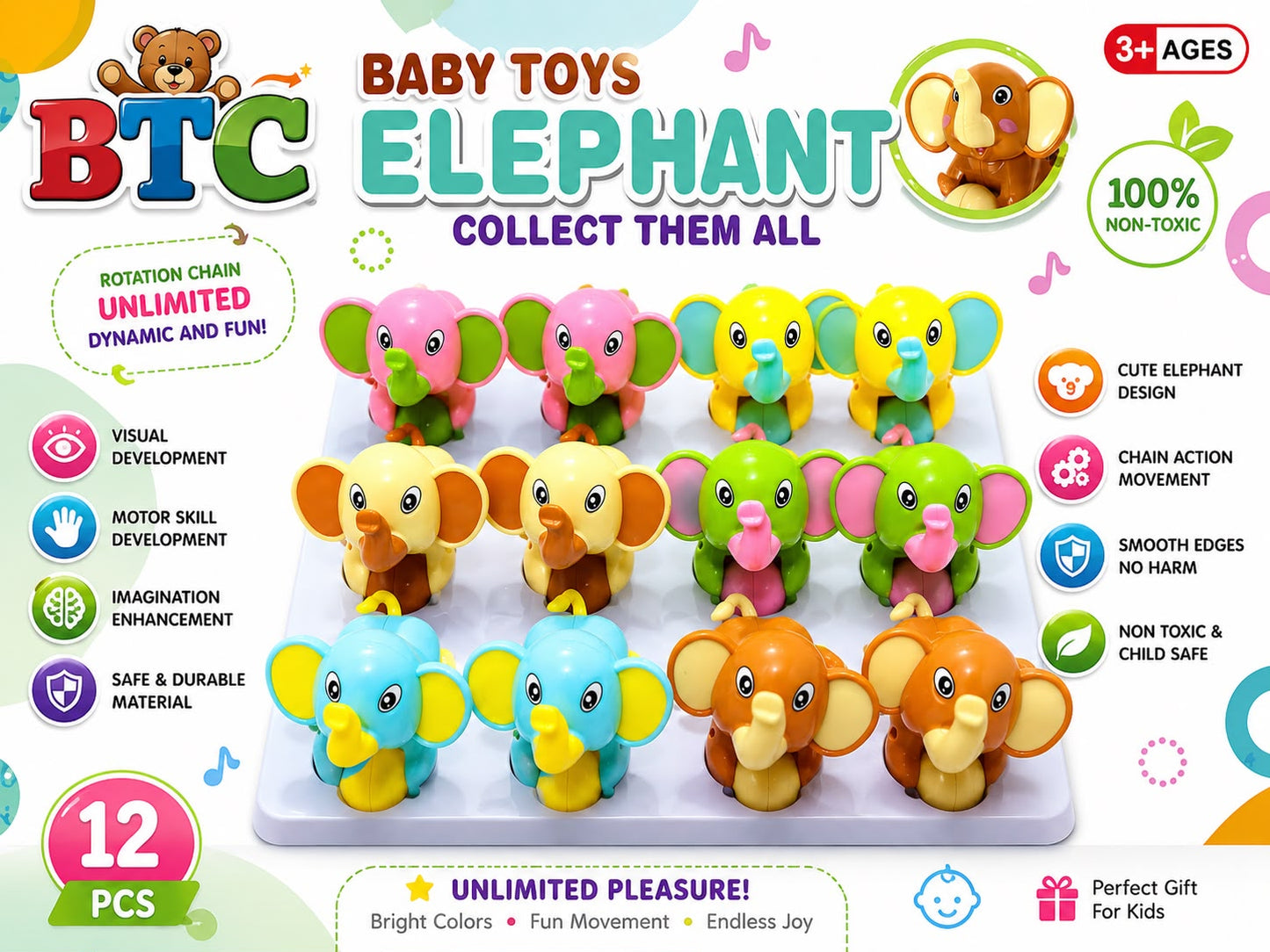 Baby Elephant Windup Key Operated Toy - Any 1