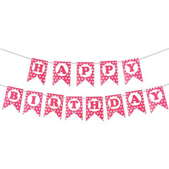PINK Happy Birthday Decoration Banner