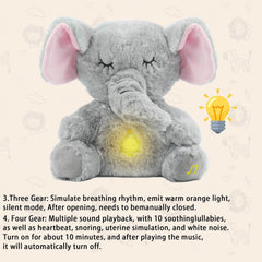 Breathing Elephant, Breathing Stuffed Animal, Rhythmic Breathing Motion with Music Lights, Breathig Elephant