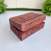 Brown Wooden Carved Jewellery Box Small - 6*4 Inches