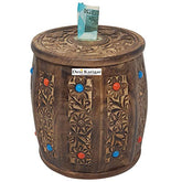 Brown wooden Antique Money Bank - Drum Bank - Small