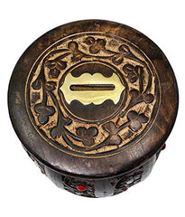 Brown wooden Antique Money Bank - Drum Bank - Big