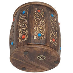 Brown wooden Antique Money Bank - Drum Bank - Big
