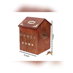 Brown wooden Hut Money Bank - home bank 7*5 inches