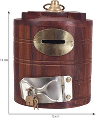 Brown wooden sintex water tank money bank