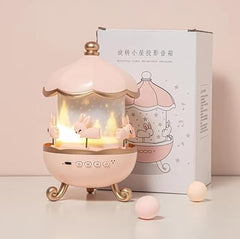 Bunny Carousel Night Light Projector, 6 Set Films Rotating LED Lamp