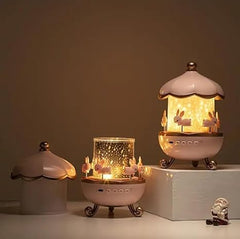 Bunny Carousel Night Light Projector, 6 Set Films Rotating LED Lamp