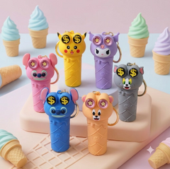 Popout Eyes Cartoon Shaker Toy Keychain for Kids Adults & Stress Relief School College Hand Bag Hanger Pendant Ages 3+ (Any 1)