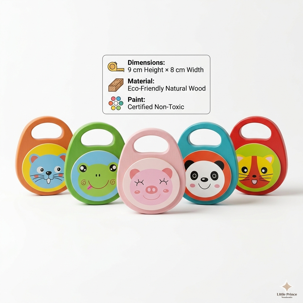 Cartoon Wooden Castanet Rattle Toy - Any 1