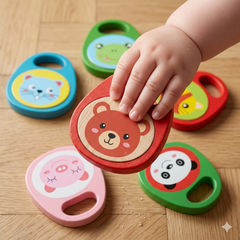 Cartoon Wooden Castanet Rattle Toy - Any 1