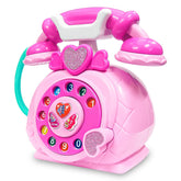 Classic Dial Receiver Simulation Telephone Toy for Kids- sound and light