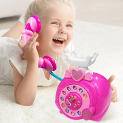 Classic Dial Receiver Simulation Telephone Toy for Kids- sound and light