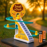 Climbing Duck Track Toy Light Musical 3 Duckling Moving Escalator Automatic Cartoon Chasing Race - Battery Not Included