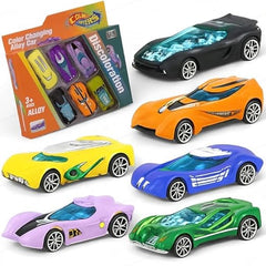 Colour Changing Alloy Cars Set, Hot Water Activated, Die Casr Car - Pack of 6 colour shifting car