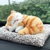Cute Sleeping Cat Plush Toy with Meow Sound, Gift for Kids & Car Dashboard Accessories - Random Colors
